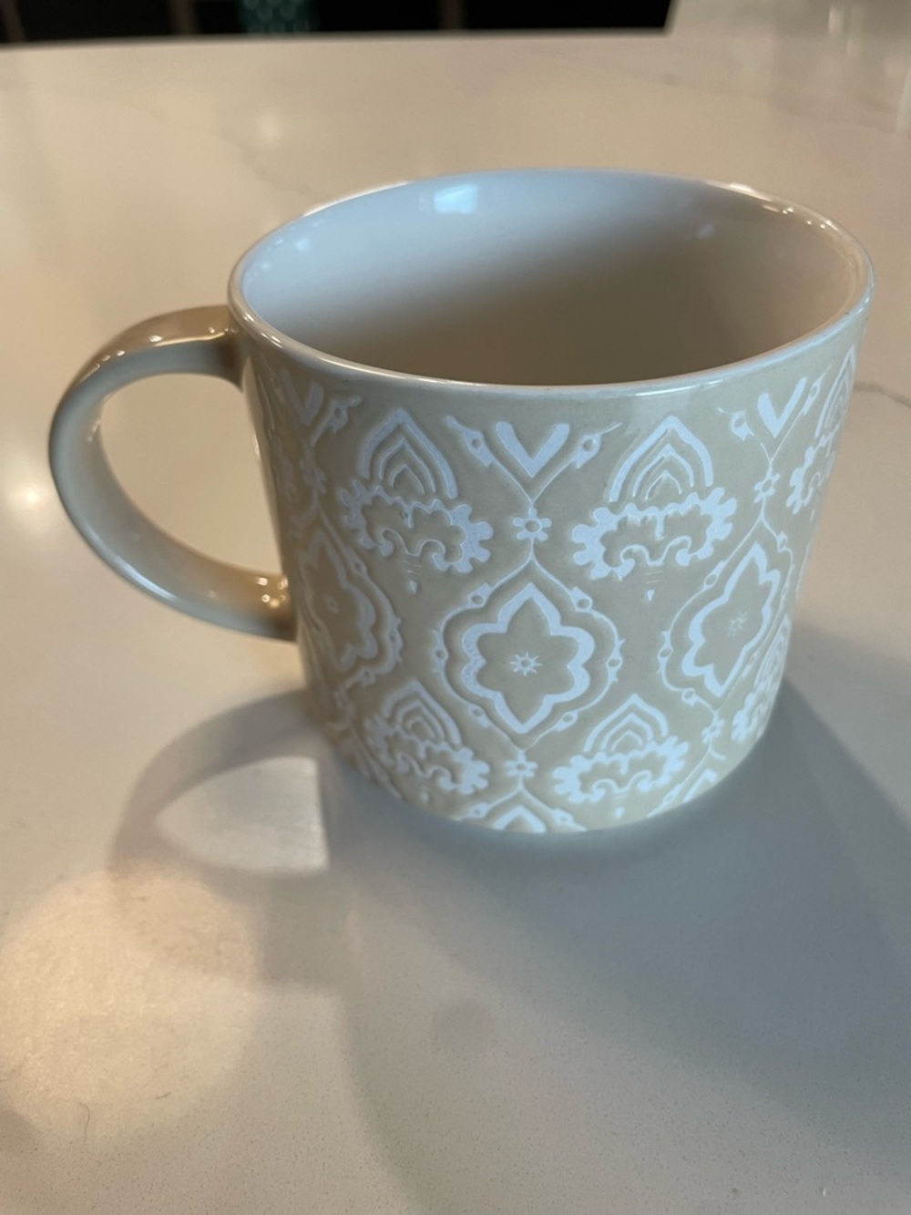 Bia Cordon Bleu International Embossed Cream & White Coffee Mug Cup